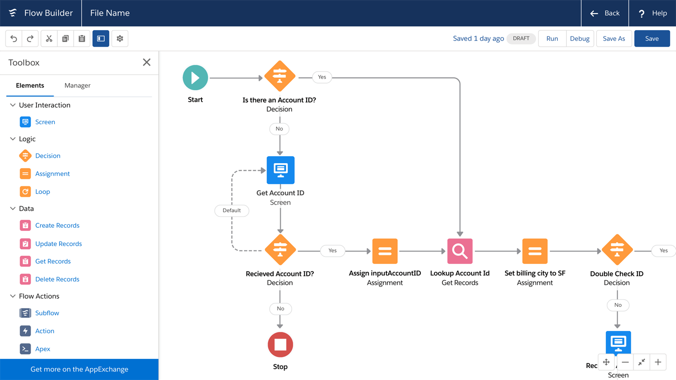 Flow builder, Salesforce